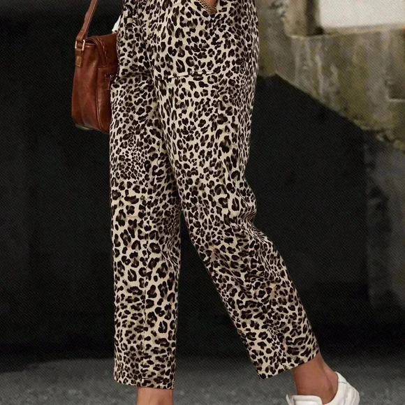 Multicolor Casual Women's Elastic Waist Corduroy Straight Leg Pants - Picture 3 of 7